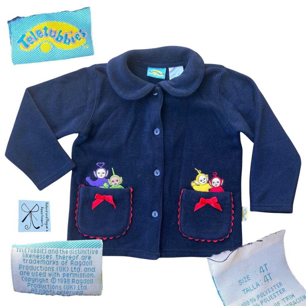 Teletubbies 1998 Collared Button-Up Sweater Jacket Kids Sz 4T